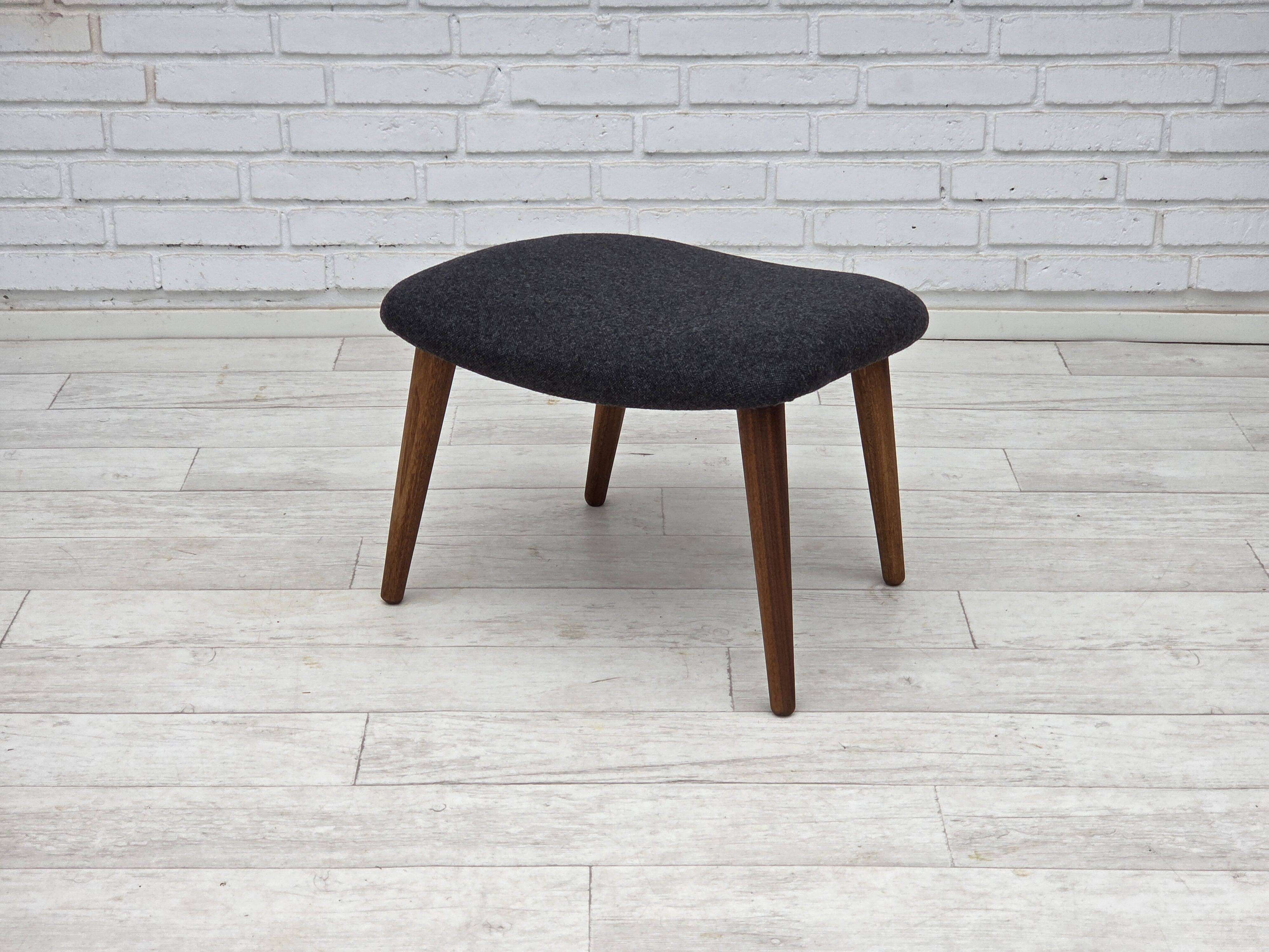 1960s, Danish "Teddy chair" with stool, reupholstered, wool, teak wood.