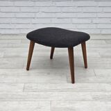 1960s, Danish "Teddy chair" with stool, reupholstered, wool, teak wood.