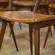 Set of 10 oak chairs from the 1960s.
