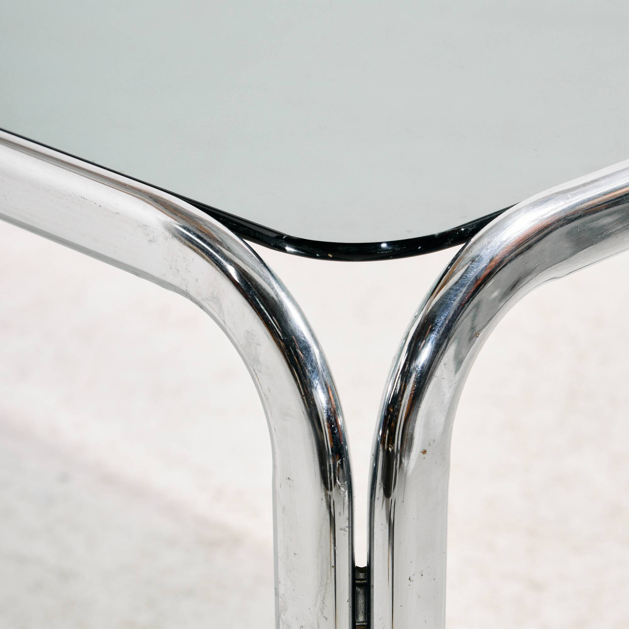 Italian chrome and leather dining set by Gastone Rinaldi, set of 7.