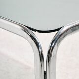 Italian chrome and leather dining set by Gastone Rinaldi, set of 7.