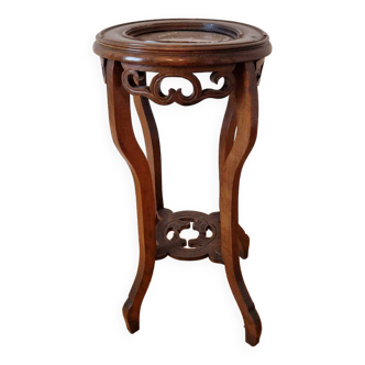 Bolster or pedestal table with marble top