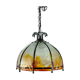 Lampe suspendue brutaliste des années 60-70 en fer forgé et en verre de Murano.