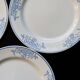 4 vintage ceramic dessert plates - Blue rim and floral pattern
