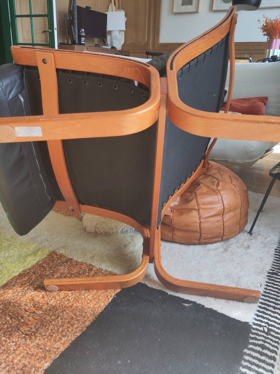 Pair of black leather armchairs Ekornes Ingmar Relling Norway 1960