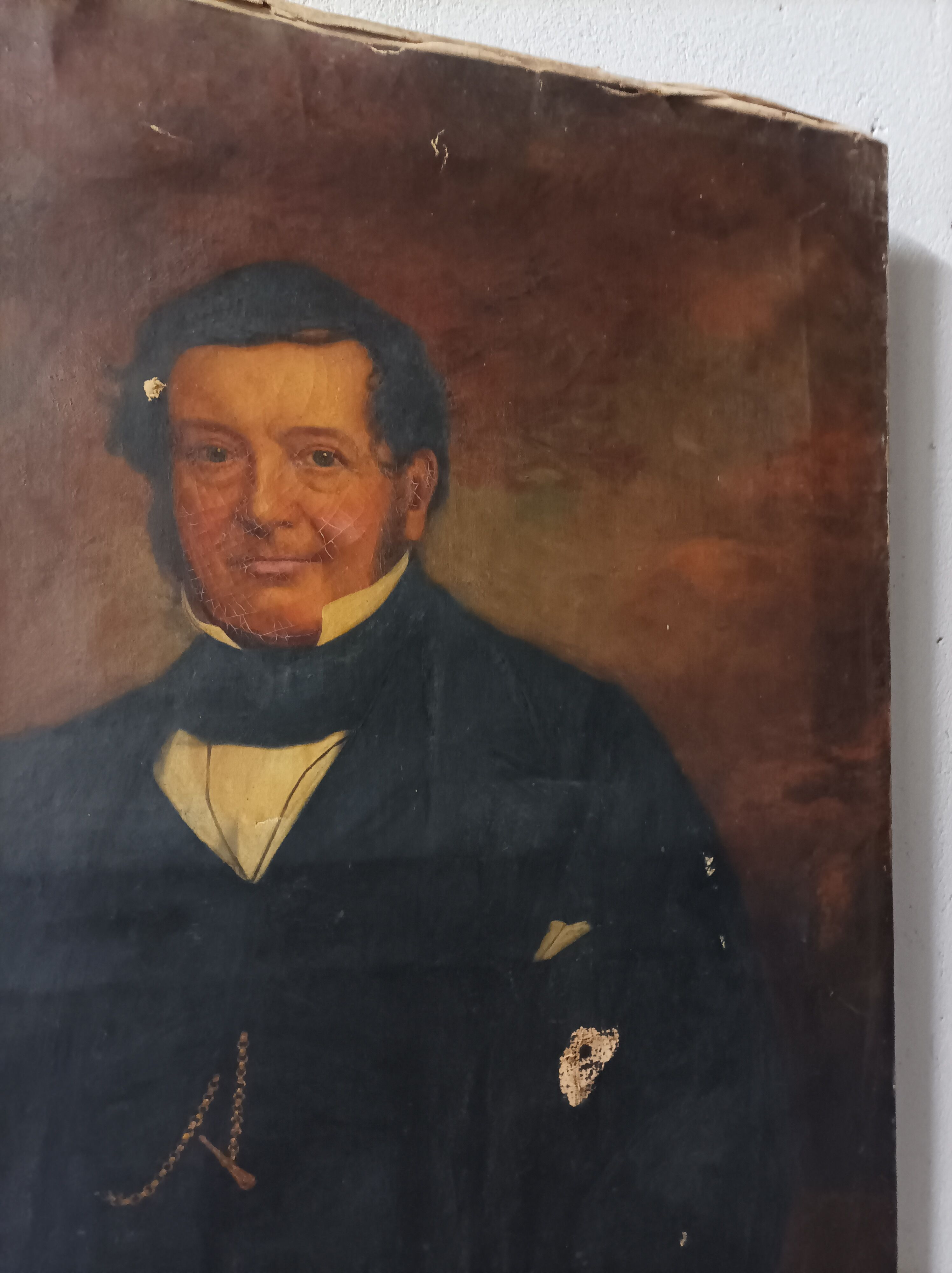 Oil on canvas Portrait of a man English School XIXth