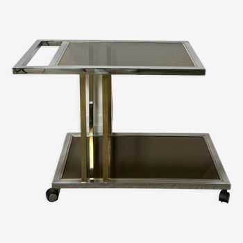 Belgo chrome tray / rolling table in chrome and gilded brass 70'S