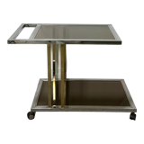 Belgo chrome tray / rolling table in chrome and gilded brass 70'S