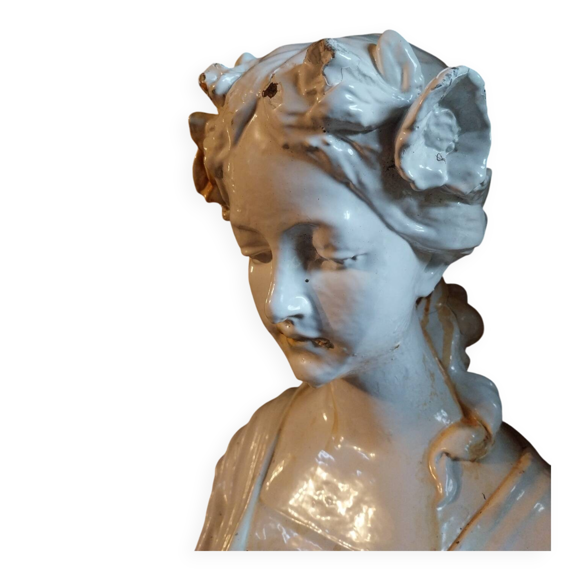 Enamelled cast iron bust, 19th century