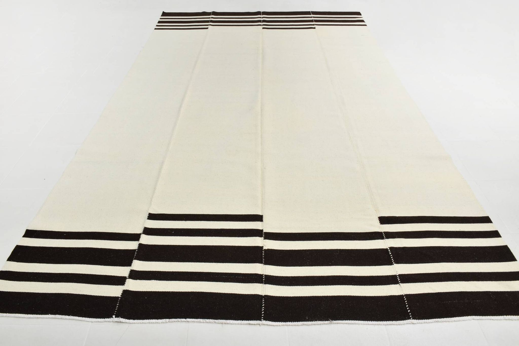 Black Beige Modernist Vintage Kilim Rug, 240x392Cm