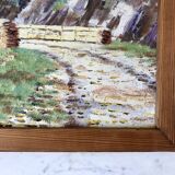 Oil painting on wood Janon valley landscape signed 1957