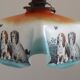 Rare French Art Deco Pendant Light | Illustrated Dog Countryside Shade