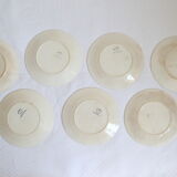 Set of 7 flat plates badonviller, nanteuil, vintage french, authentic, rare, countryside