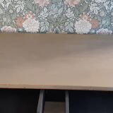 Buffet shelves open patinated black and linen