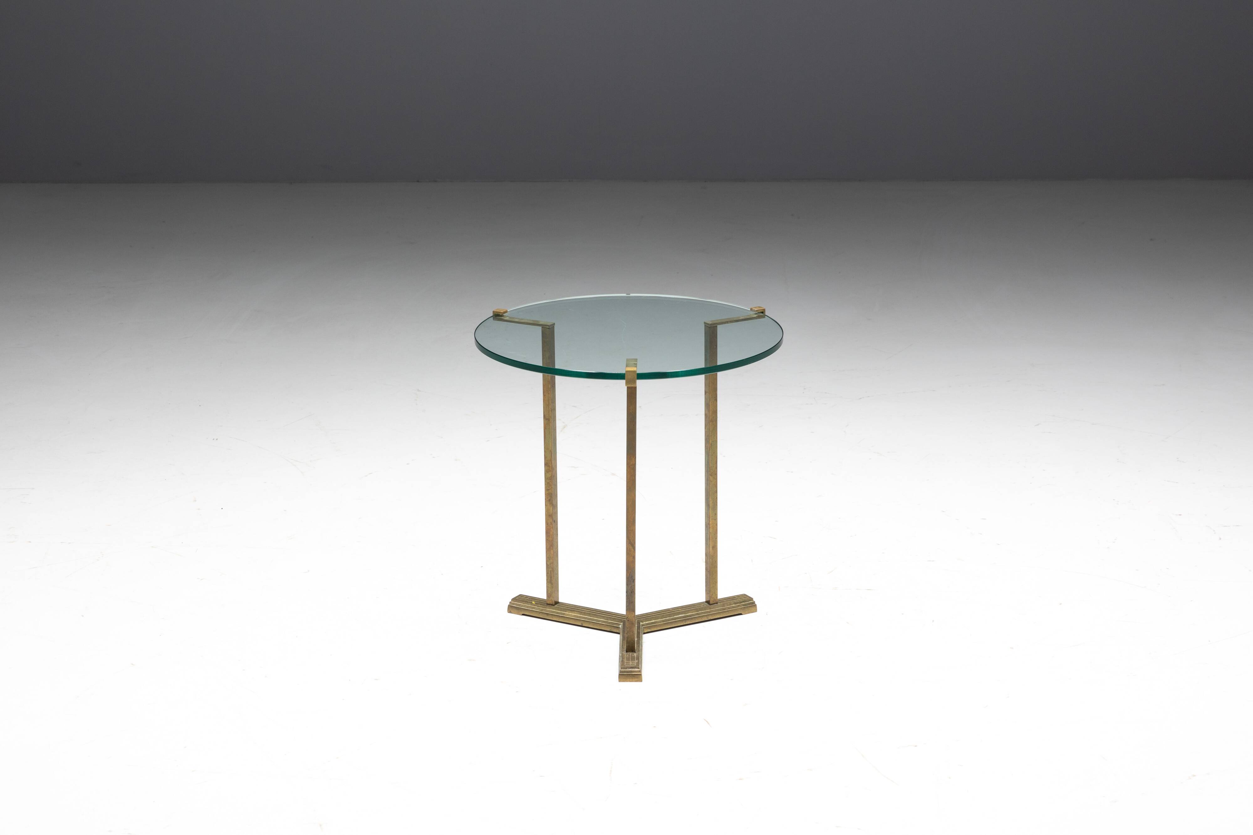 Side Table by Peter Ghyczy in Brass and Glass, Netherlands, 1970s