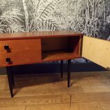 Mini teak sideboard with one door and two drawers
