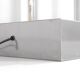 Floor lamp model "Chicago Tribune" in grey and silver enamelled metal, with