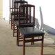 Folding chair in wood and leather, set of 4