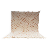 Tapis Beni Ouarain Authentique 3,3x2,3M Laine Écrue aux Motifs Terracotta