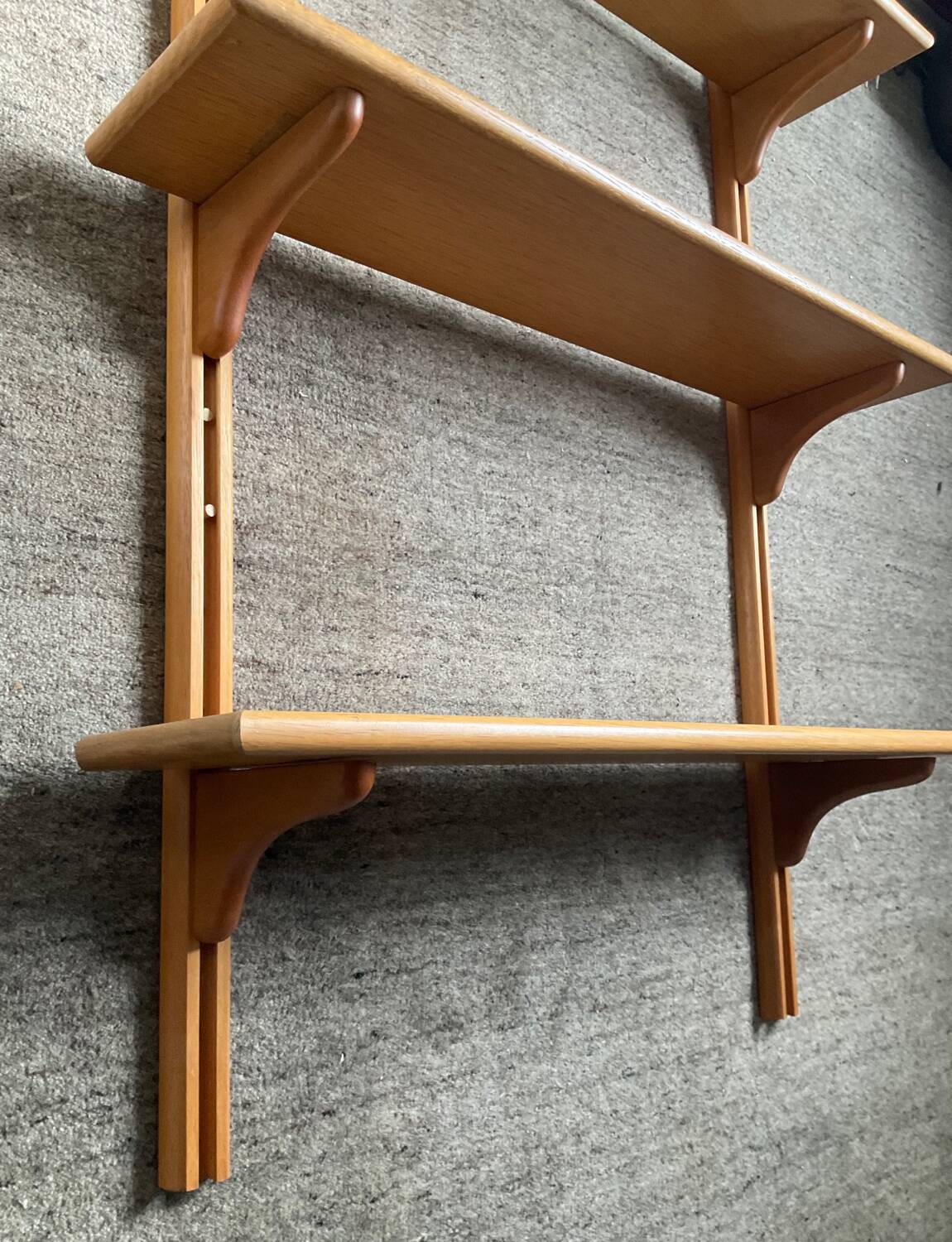 Vintage beech wall shelf