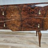 Commode du milieu du siècle avec verre et tiroirs