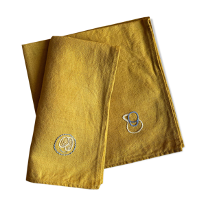 Lot de 2 serviettes brodées,