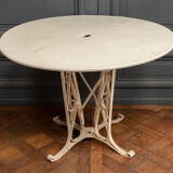 Table en tôle peinte salon de jardin ferronnerie 1950 piétement