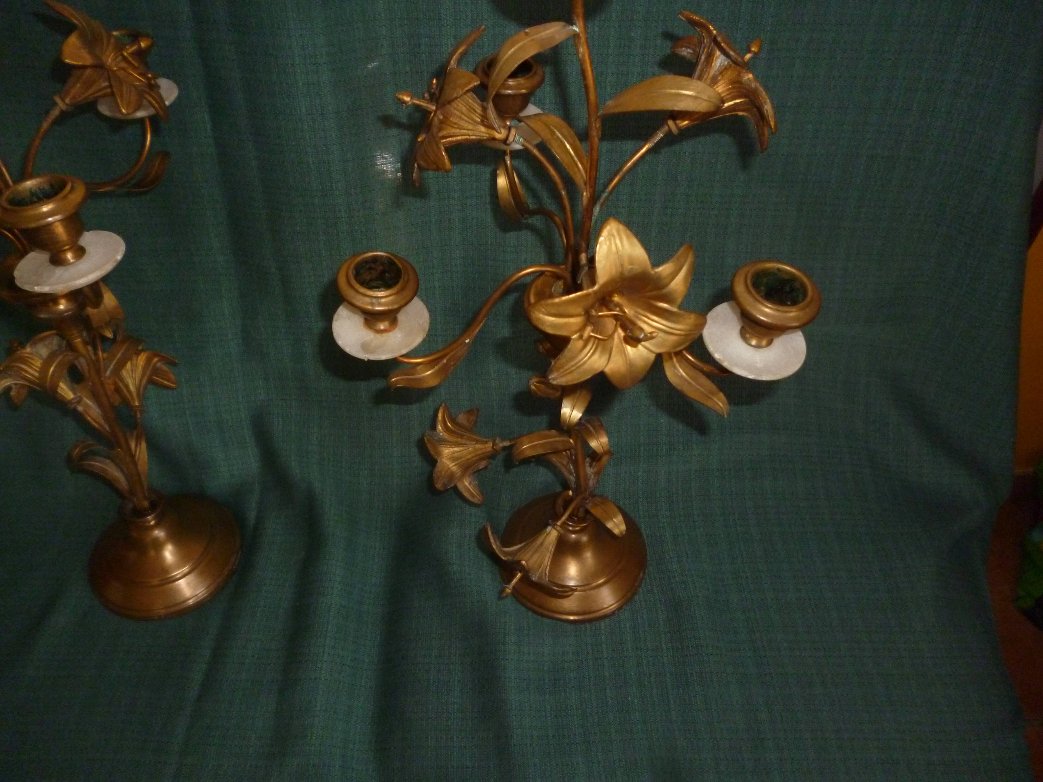 Paire de candélabres bronze laiton XIX