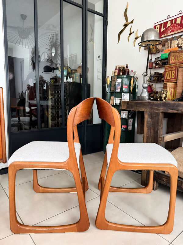 Ancienne paire de chaises Baumann traîneau vintage