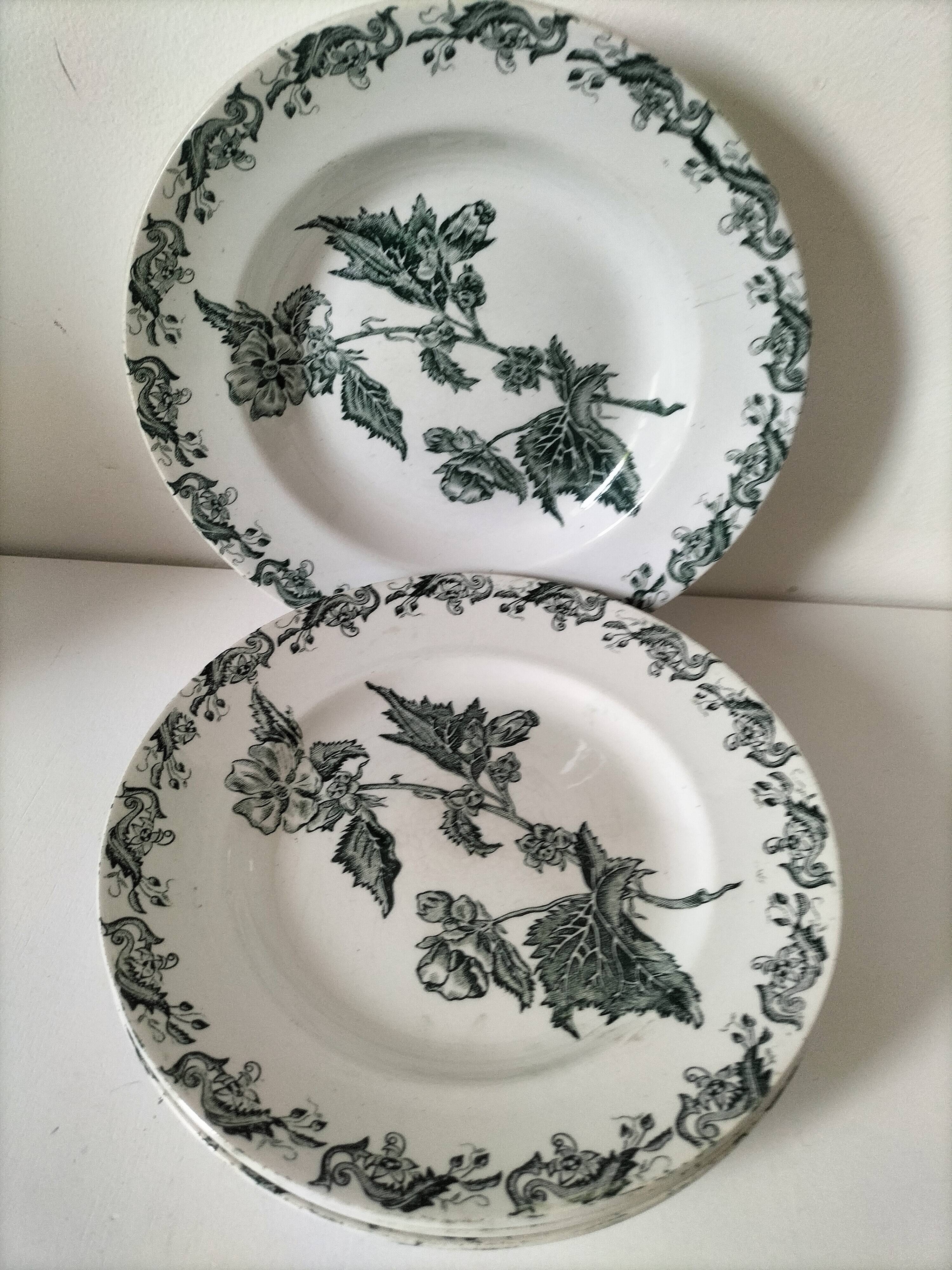 4 ironstone plates A. Lebacqz & M. Bouchart Richelieu model
