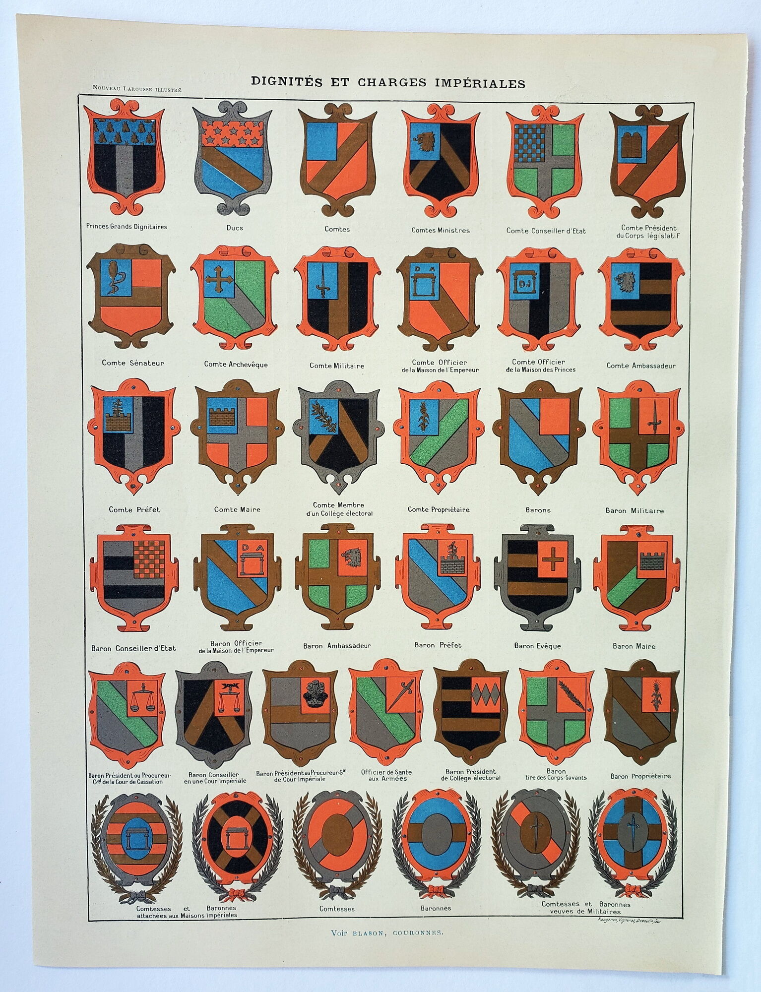 Engraving • Dignity, heraldic coat of arms 1 • Original and vintage poster from 1898