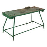 Unique Green Industrial Workbench Work Table Wood Metal 160cm