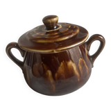 Vintage Belgian earthenware sugar bowl