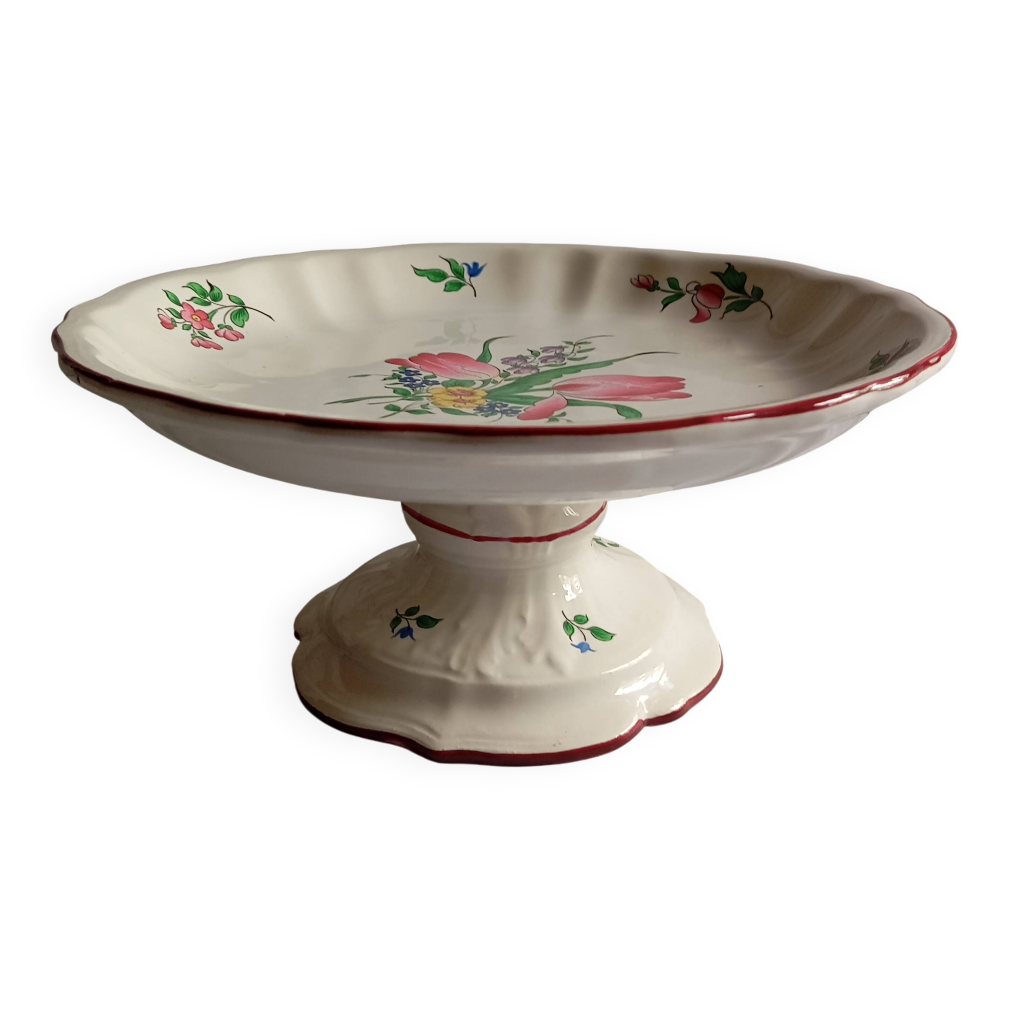 Plat a biscuit sur pied en faience de luneville