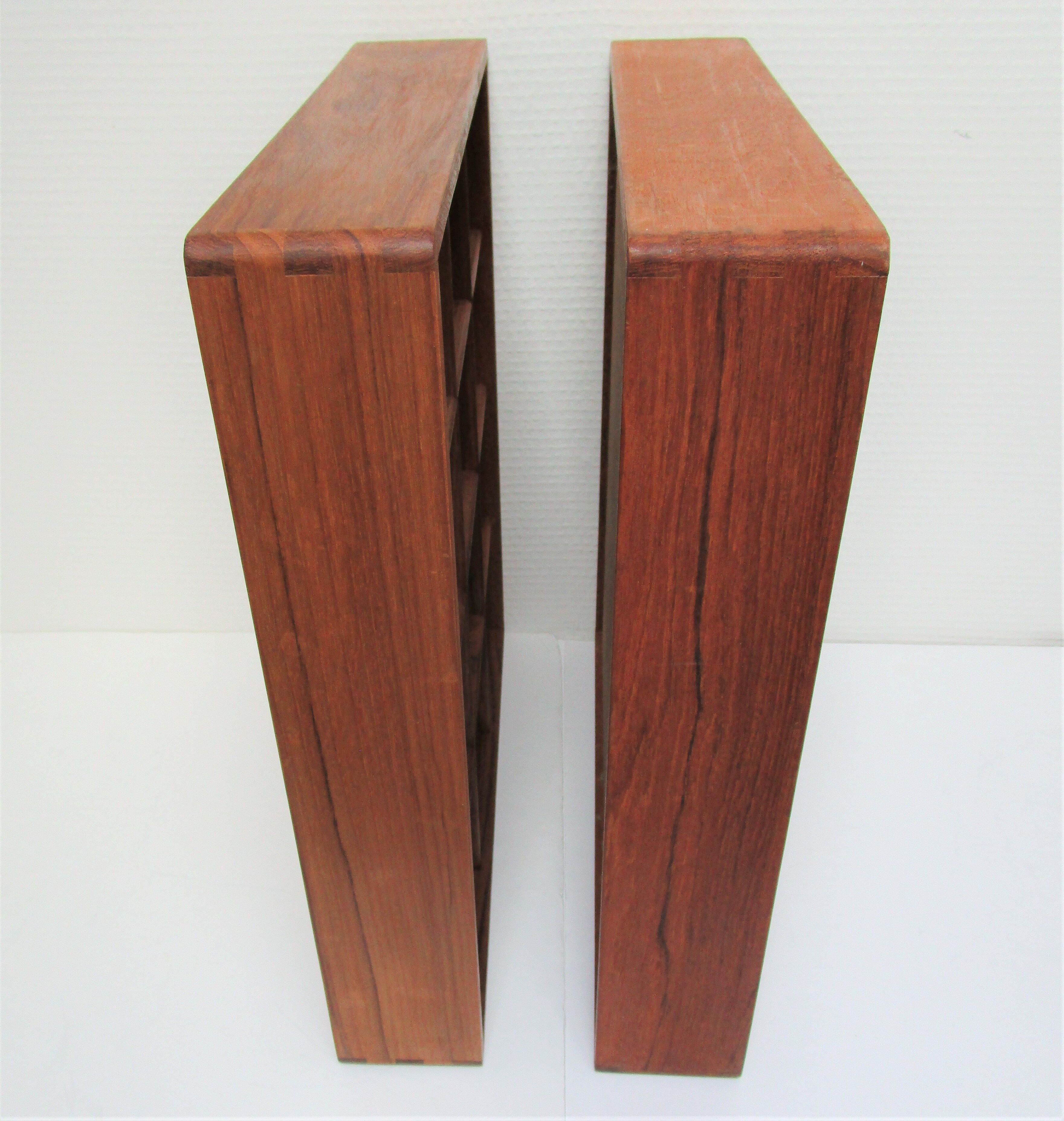 Two wall shelves with vintage solid wood compartments 80s