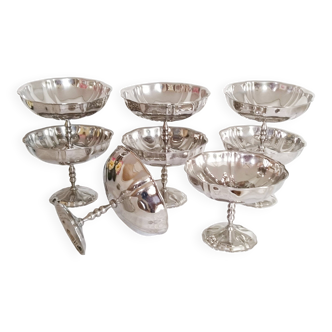 Set of 6 vintage ice cream cups on foot, in 18/10 stainless steel (ref4)