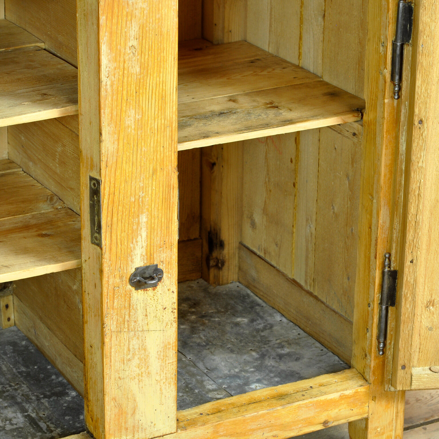 Rustic european pine ice cabinet, circa 1910