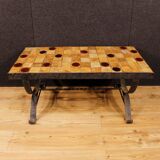 French Design signed coffee table with top in ceramic and glass