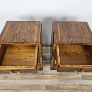 Tables de chevet en noyer Art Déco avec porte et tiroir
