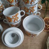 Ensemble 11 tasses à café, sucrier et pichet à lait Wunsiedel Bavaria vintage