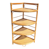 Light rattan corner shelf