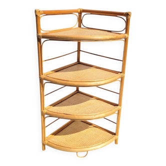 Light rattan corner shelf