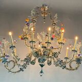 Rezzonico Gondola Chandelier In Multicolored Murano Glass Circa 1900