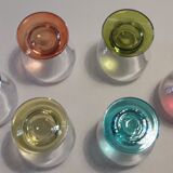 Suite of 6 multicolored blown glass glasses