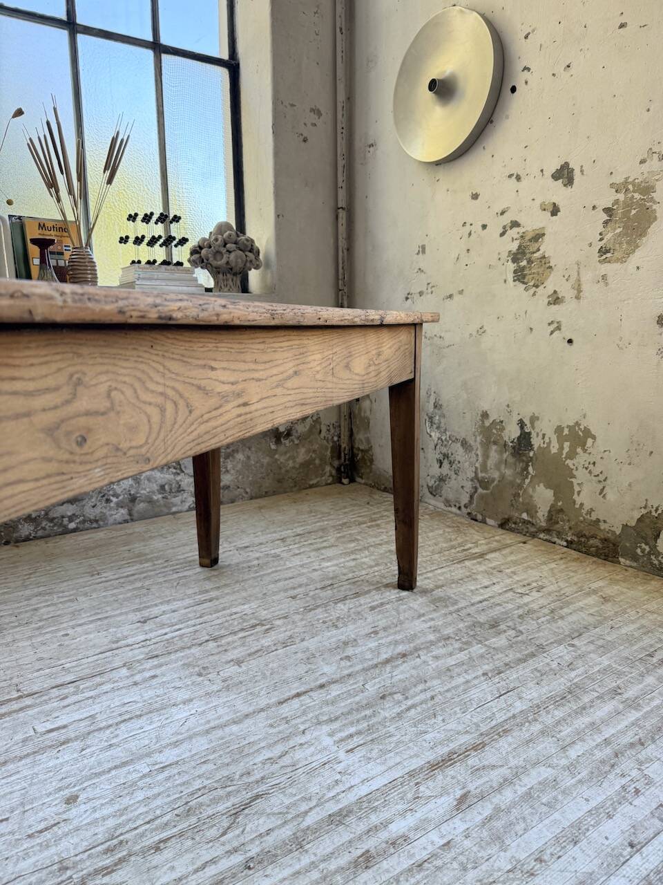 Pine and oak + walnut farmhouse table 1950