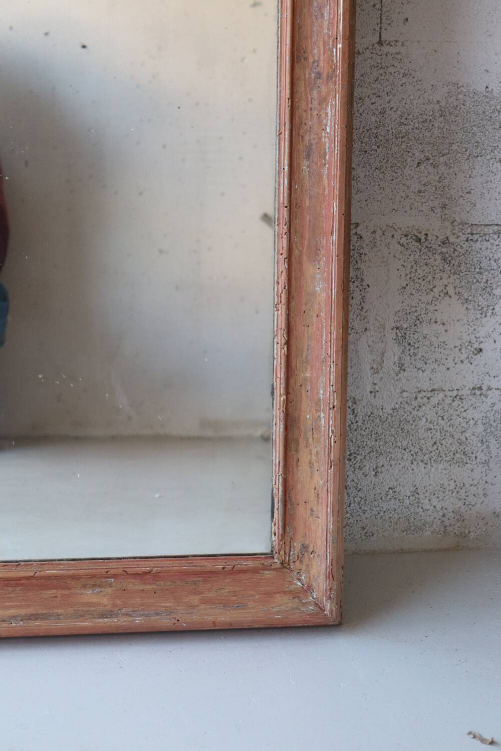 Large antique mirror in patinated wood h170cm