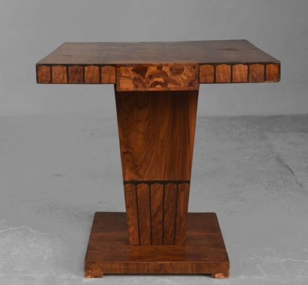 Guéridon carré Art déco 1930 marqueté de noyer