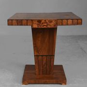 Guéridon carré Art déco 1930 marqueté de noyer