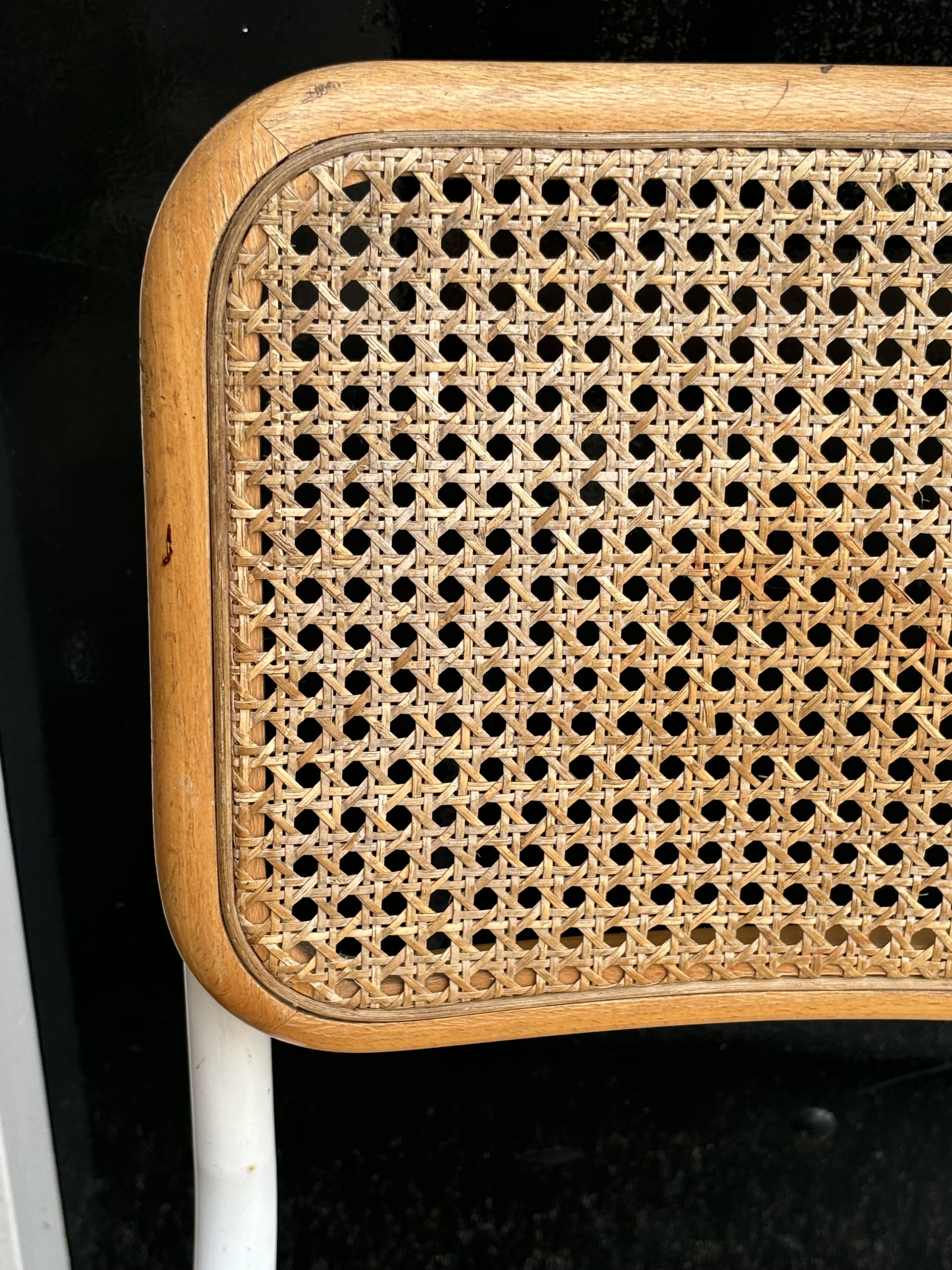 Cesca chair b32 model in white and wood by Marcel Breuer