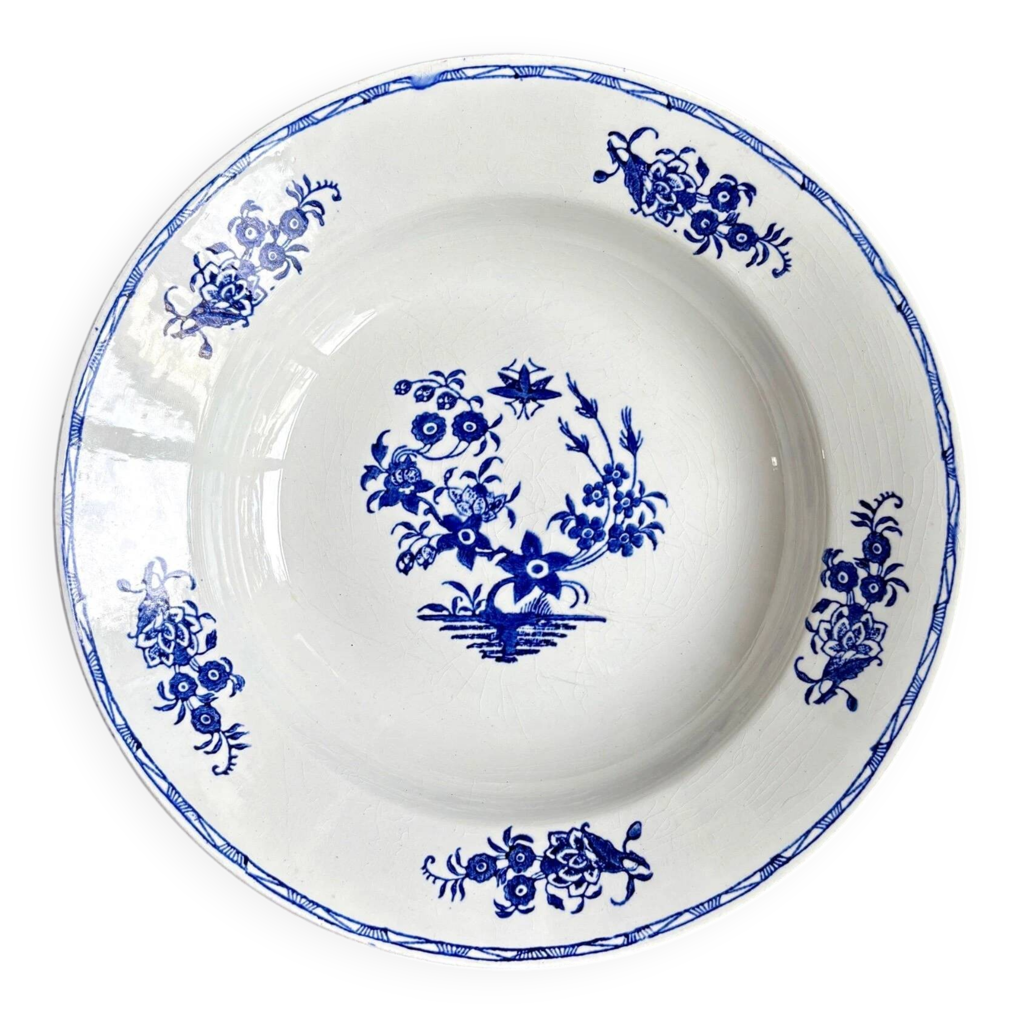 St Amand round hollow dish in blue earthenware